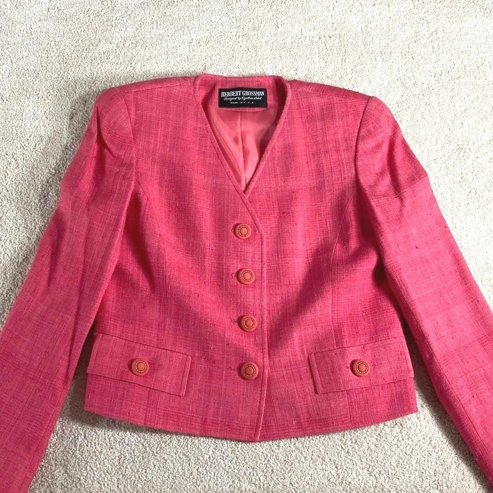 Herbert Grossman Cynthia Sobel Pink Vintage Blazer Jacket Womens 4 ILGWU USA